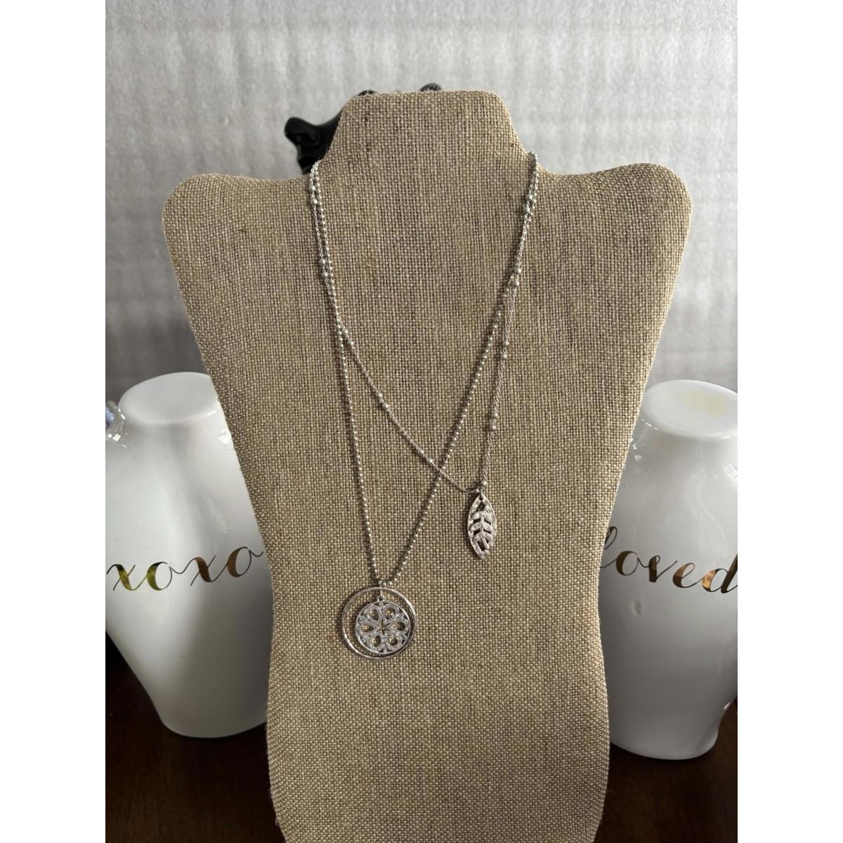 Sigrid Olsen Double Strand Necklace Two Pendants Sliver Tone Signed Nwt